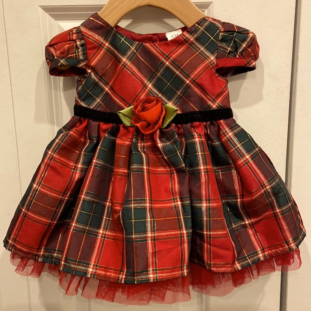 George Red, Green & Gold Plaid Holiday Dress